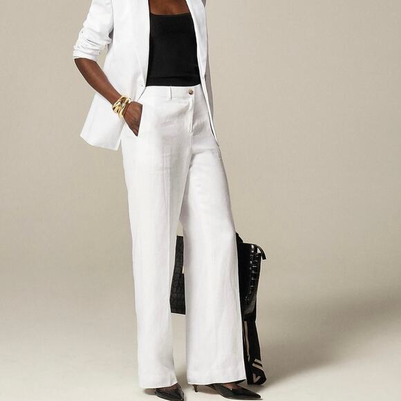 J. Crew Pants - NWT J.Crew Harbor Pant Wide-Leg Lined In 100% Linen White Size Medium